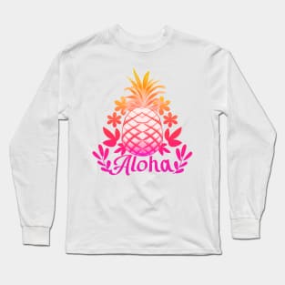 Colorful Pineapple Aloha Tropical Hawaii Long Sleeve T-Shirt